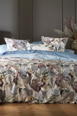 Parure copripiumino in raso di cotone 80 fili/cm² Garden - Bianco