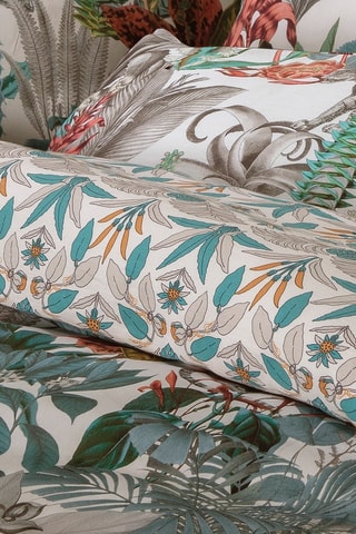 Parure copripiumino in raso di cotone 80 fili/cm² Zanzibar - Bianco e verde smeraldo