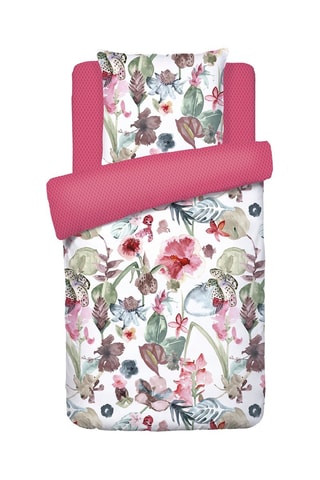 Parure copripiumino in raso di cotone 80 fili/cm² Exotique - Bordeaux e bianco