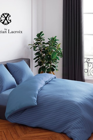 Parure copripiumino in raso di cotone 80 fili/cm² Dobby - Cobalto