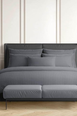 Parure copripiumino in raso di cotone 80 fili/cm² Dobby - Grigio scuro