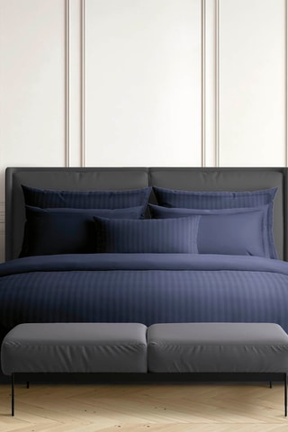 Lenzuolo sopra in raso di cotone 80 fili/cm² Dobby Stripe Woven - Blu scuro