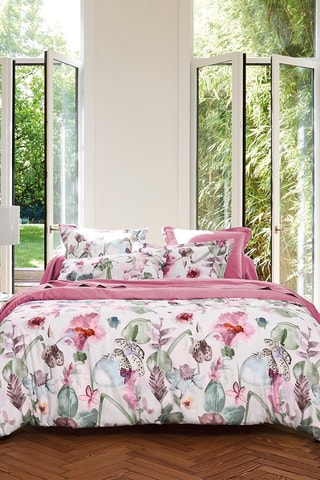 Lenzuolo sopra in raso di cotone 80 fili/cm² Garden micro - Rosa