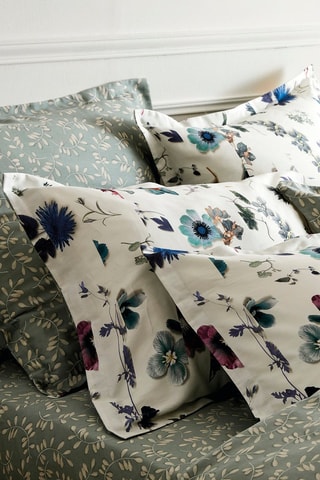 Parure lenzuola in raso di cotone 80 fili/cm² - Verde acqua e bianco