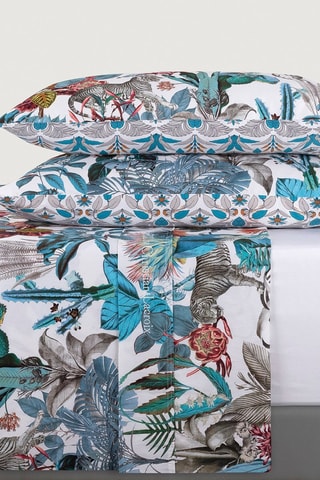 Parure lenzuola in raso di cotone 80 fili/cm² Zanzibar - Celeste