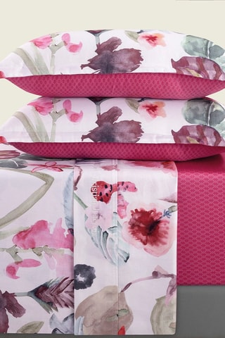 Parure lenzuola in raso di cotone 80 fili/cm² Exotique - Rosso