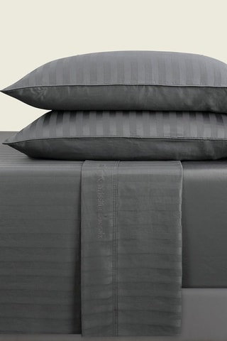 Parure lenzuola in raso di cotone 80 fili/cm² Dobby stripe woven - Grigio scuro