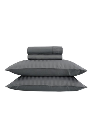 Parure lenzuola in raso di cotone 80 fili/cm² Dobby stripe woven - Grigio scuro