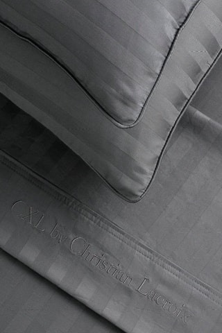 Parure lenzuola in raso di cotone 80 fili/cm² Dobby stripe woven - Grigio scuro