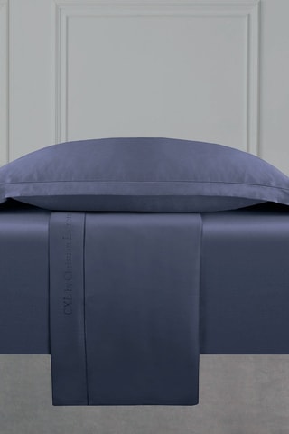 Parure lenzuola in raso di cotone 80 fili/cm² Uni 1 baratta - Cobalto