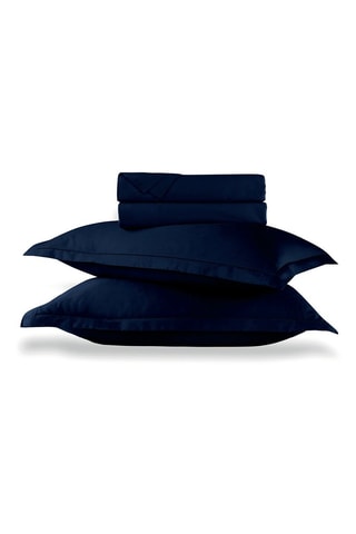 Parure lenzuola in raso di cotone 80 fili/cm² Uni 1 baratta - Blu elettrico