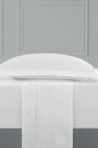 Parure lenzuola in raso di cotone 80 fili/cm² Uni 1 baratta - Bianco