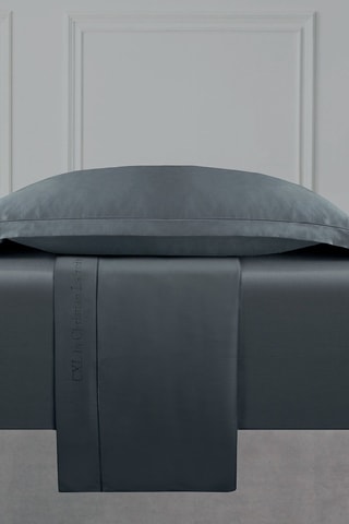 Parure lenzuola in raso di cotone 80 fili/cm² Uni 1 baratta - Grigio scuro