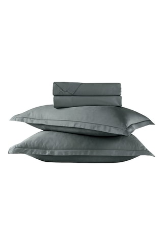 Parure lenzuola in raso di cotone 80 fili/cm² Uni 1 baratta - Grigio scuro