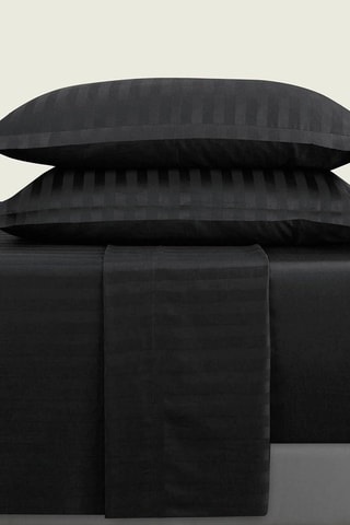 Parure lenzuola in raso di cotone 80 fili/cm² Dobby stripe woven - Nero