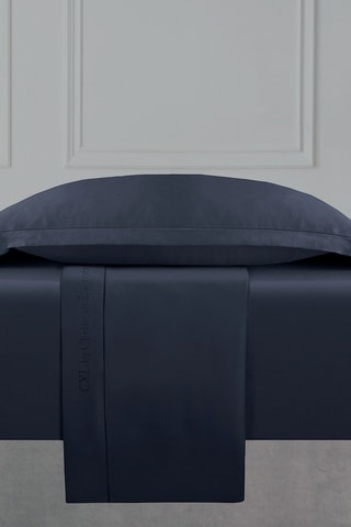 Parure lenzuola in raso di cotone 80 fili/cm² Uni 1 baratta - Navy