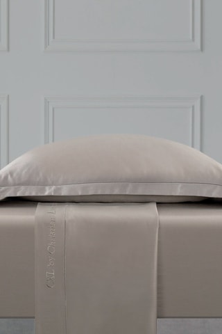 Parure lenzuola in raso di cotone 80 fili/cm² Uni 1 baratta - Taupe