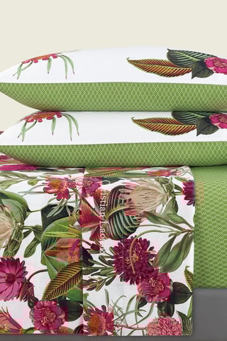 Parure lenzuola in raso di cotone 80 fili/cm² Garden - Verde chiaro