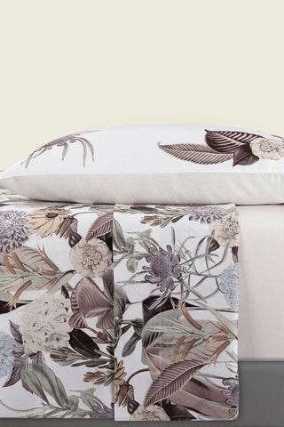 Parure lenzuola in raso di cotone 80 fili/cm² Garden - Taupe