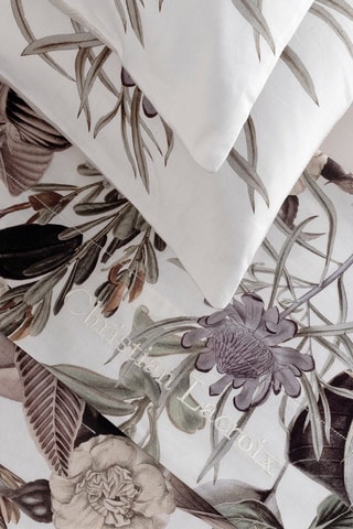 Parure lenzuola in raso di cotone 80 fili/cm² Garden - Taupe