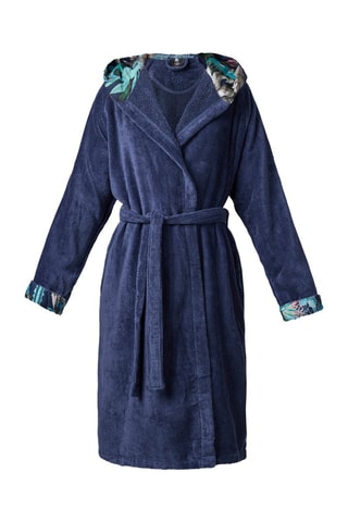 Accappatoio in velluto con cappuccio - Navy