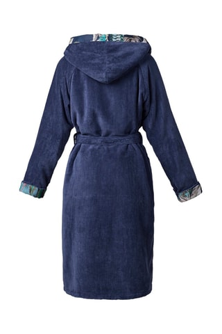 Accappatoio in velluto con cappuccio - Navy
