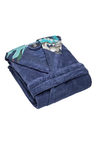 Accappatoio in velluto con cappuccio - Navy