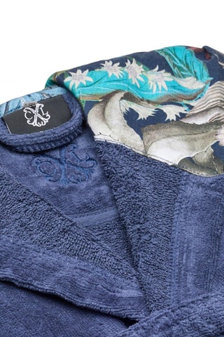 Accappatoio in velluto con cappuccio - Navy