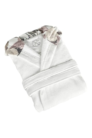 Accappatoio in velluto con cappuccio - Bianco