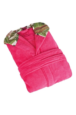 Accappatoio in velluto con cappuccio - Fucsia