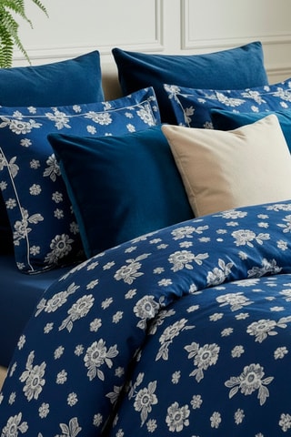 2 federe in raso di cotone - 80 fili/cm² - Blu