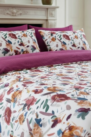 Lenzuolo sopra in Raso di Cotone - 80 fili/cm² - Bianco e viola