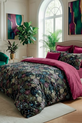 Lenzuolo sopra in Raso di Cotone - 80 fili/cm² - Bordeaux e verde