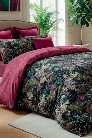 Lenzuolo sopra in Raso di Cotone - 80 fili/cm² - Bordeaux e verde