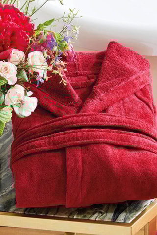 Accappatoio in velluto con cappuccio - Bordeaux