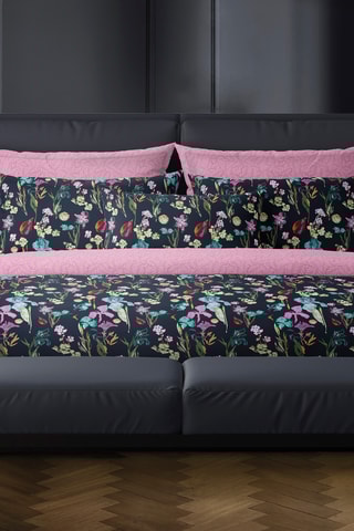 Parure copripiumino double face in raso di cotone - 80 fili/cm² - Blu scuro