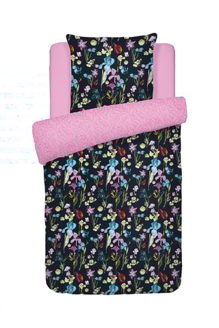 Parure copripiumino double face in raso di cotone - 80 fili/cm² - Blu scuro