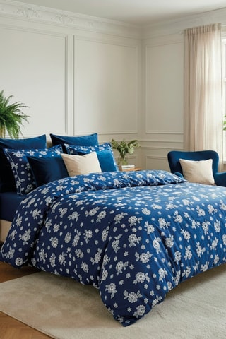 Parure copripiumino in raso di cotone - 80 fili/cm² - Blu