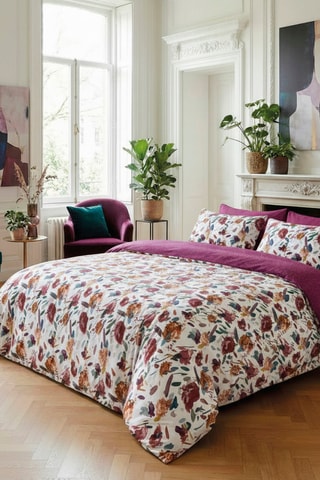 Parure copripiumino double face in raso di cotone - 80 fili/cm² - Bianco