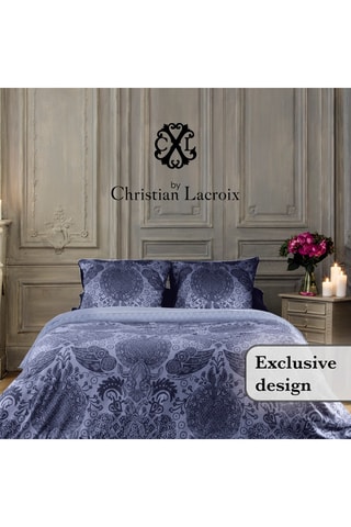 Parure copripiumino double face in raso di cotone - 80 fili/cm² - Blu