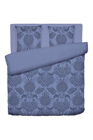 Parure copripiumino double face in raso di cotone - 80 fili/cm² - Blu