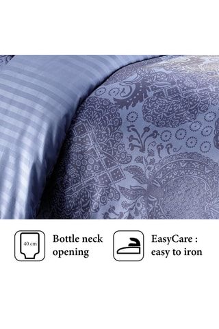 Parure copripiumino double face in raso di cotone - 80 fili/cm² - Blu