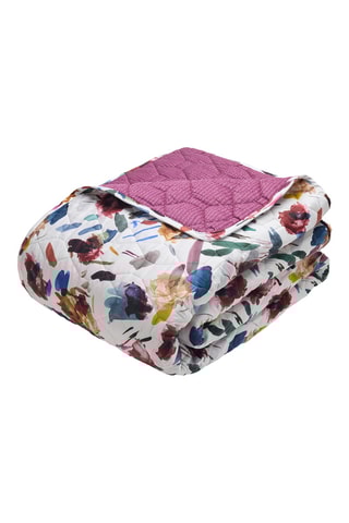 Copriletto in raso di cotone - Bianco e viola