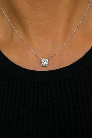 Collier - Or blanc, diamants et topazes