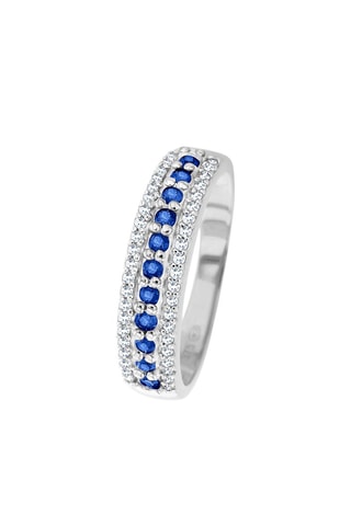 Bague - Or blanc, diamants et saphirs