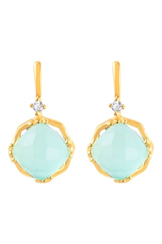 Boucles d'oreilles Or jaune, topazes et calcédoines