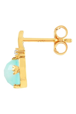 Boucles d'oreilles Or jaune, topazes et calcédoines