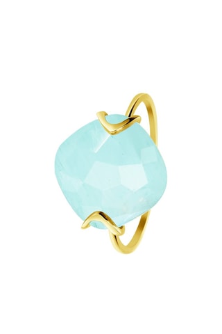 Bague Or jaune et calcédoine aqua