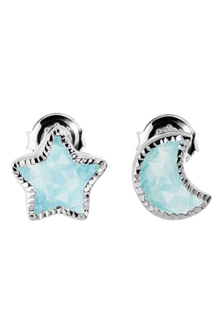 Boucles d'oreille Or blanc et calcédoine aqua