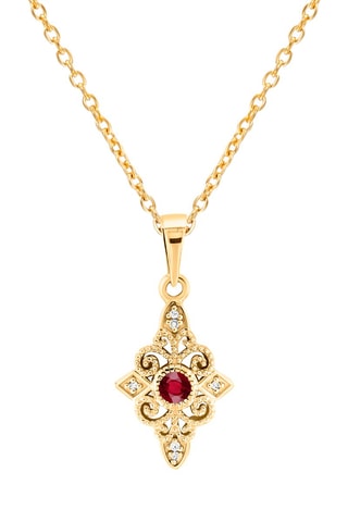 Pendentif - Or jaune, diamants et rubis